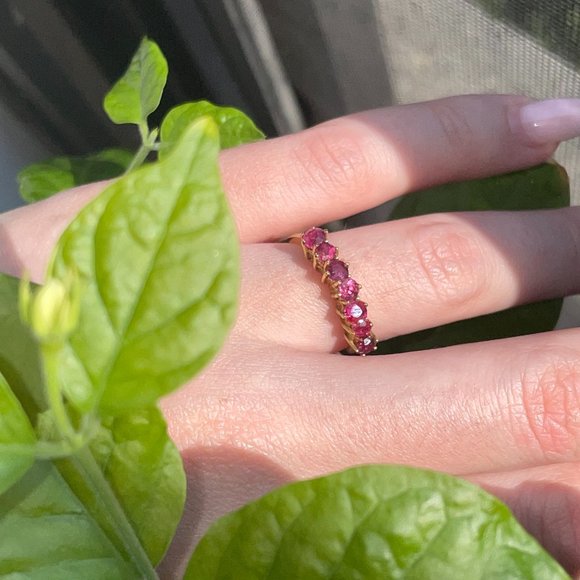 Ruby half eternity band 18k gold - Picture 4 of 17